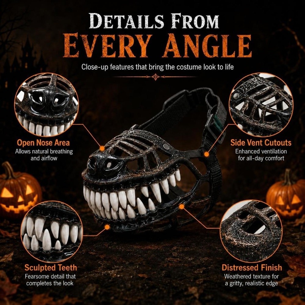 Spooky Latex Scary Dog Muzzle  - đánh giá và giá Teeth Whitening Mask